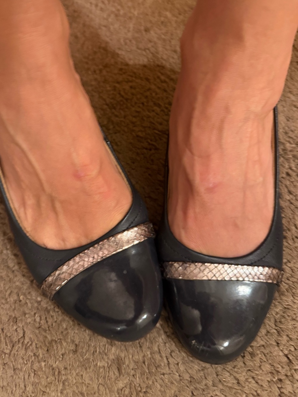 Classic Navy Pump with Metallic Accent - Women